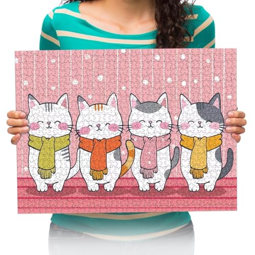 Puzzle für Erwachsene 1000 Teile Cartoon Haustier Katze Puzzle Desktop Dekoration Einzigartiger Spaß für Kinde 75x50cm von XHENTAI