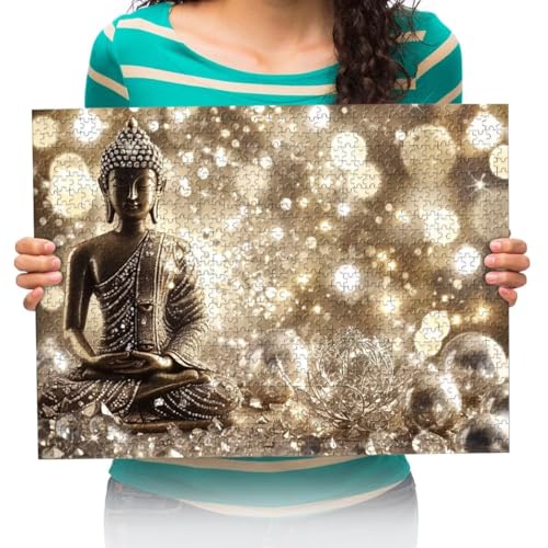 Puzzles 1000 Teile Zusammenbau Bild Buddha-Statuen und weiße Blumen Für Erwachsene Kinder Spiele Lernspielzeug 75x50cm von XHENTAI