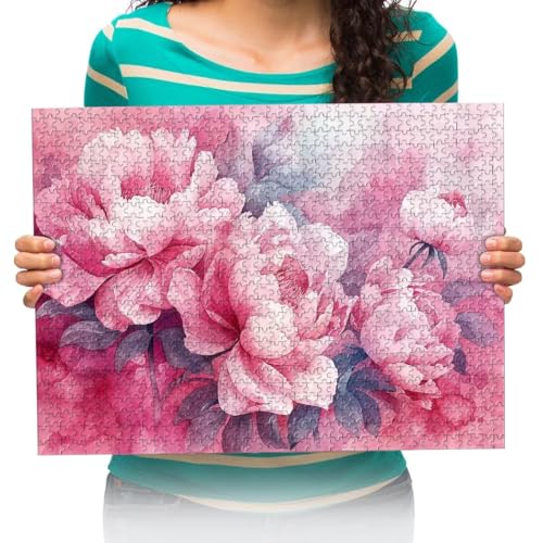 Puzzles 1000 Teile Zusammenbau Bild Rosa Blumen Kunst Malerei Für Erwachsene Kinder Spiele Lernspielzeug 75x50cm von XHENTAI