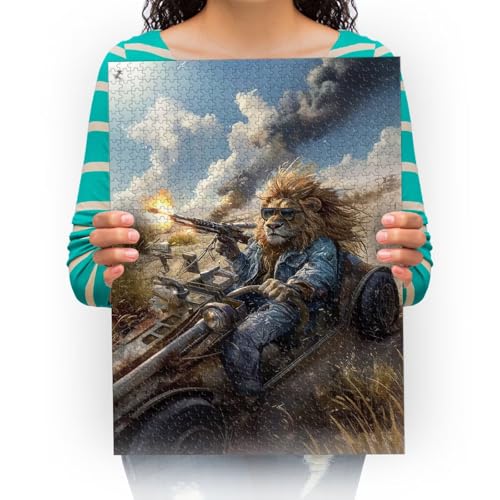 Puzzles 2000 Teile Zusammenstellen Von Bildern Löwe auf einem Motorrad Kunst Für Erwachsene Kinder Spiele Lernspielzeug 100x70cm von XHENTAI