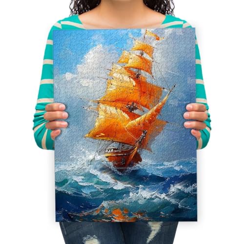 Puzzles 300 Teile Erwachsene Puzzle Segelboot auf dem Meer Kunstmalerei Puzzle Kreatives Puzzle Hartes Puzzle Klassisches Puzzle Adult Decompression Toy 52 * 38cm von XHENTAI