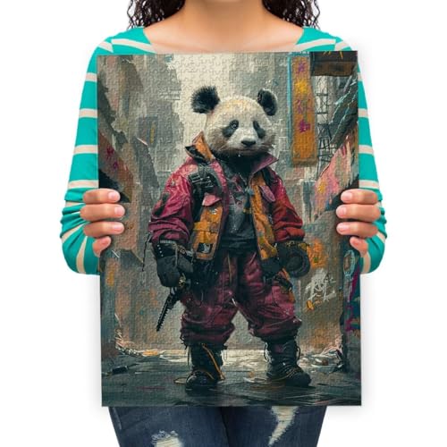 Puzzles 300 Teile für Erwachsene - Panda-Krieger-Gemälde Puzzle - Buntes Spielzeug für Bildung und Entspannung 52 * 38cm von XHENTAI