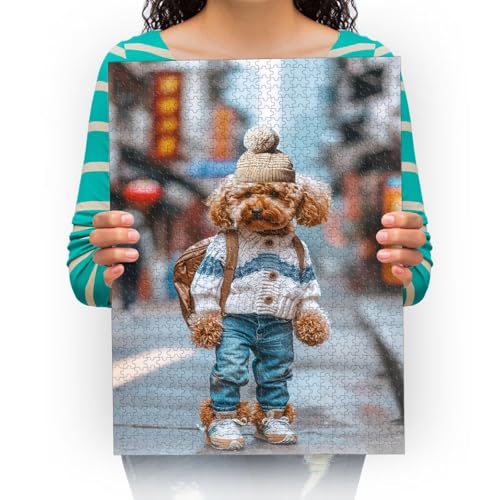 Puzzles 500 Teile Süßer Teddyhund in Kleidung Kinder SKunst Für Erwachsene Kinder Spiele Lernspielzeug 52x38cm von XHENTAI