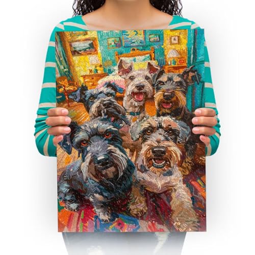 Puzzles für Erwachsene 500 Teile Ein Rudel Schnauzer bemalen - Entspannen und Entspannen Sie sich mit unserem Holzpuzzle 52x38cm von XHENTAI