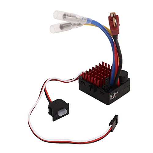 XHIKOWAT 60A Brushed ESC Elektronischer Geschwindigkeitsregler für 1/10 RC-Auto-, Boots- und Panzermodelle, RTR-RC-Car-kompatibel, Wasserdicht von XHIKOWAT