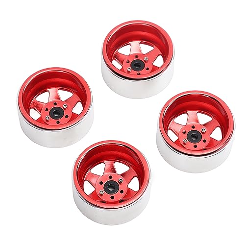 XHTLLO 4PCS RC Car Radnabe, RC Car Radnabe Felgenset, 2,2 Zoll Metalldurchmesser Radantriebsnabenadapter Radfelgenset Für SCX10 90046 1/10 RC Car Parts(Rot) von XHTLLO