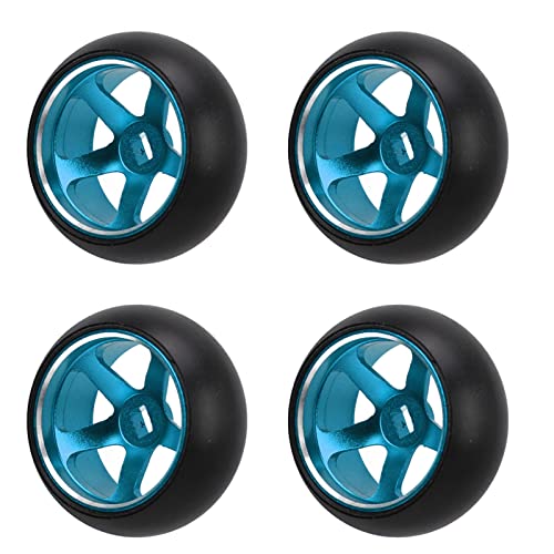 XHTLLO 4PCS RC Drift Reifen Set Aluminiumlegierungsräder, Für K989 K969 P939 28413 1/28 RC Autos(Blau) von XHTLLO