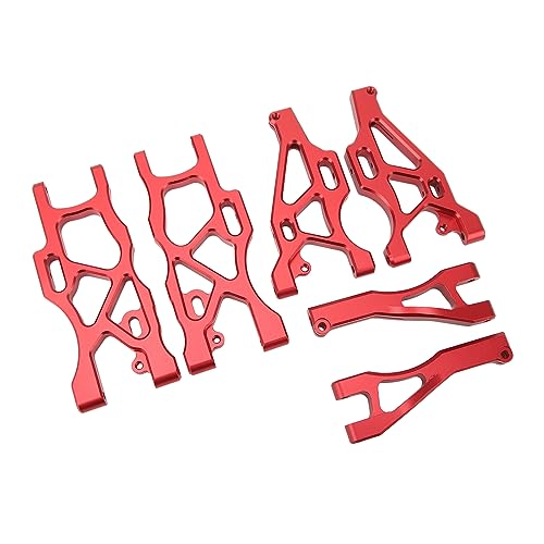 XHTLLO RC Vorderrad-Hinterradaufhängungsarm-Kit, Aluminiumlegierung RC Vorderrad-Hinterradaufhängungsarm-Set Für 6S 1/7 RC-Autos, Upgrade-Teil Für Flaches Fahren(Rot) von XHTLLO