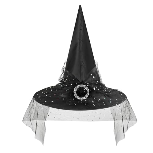 XIABYAYU Halloween Hexenhut, Hexenhut Spitzmütze, Schwarz, Faltbarer Zauberer Hut, Hexen Zubehör für Halloween, Karneval, Rollenspiele, Maskerade XIABYAYU Halloween Hexenhut, Hexenhut Spitzmütze, Schwarz, Faltbarer Zauberer Hut, Hexen Zubehör für Halloween, Karneval, Rollenspiele, Maskerade von XIABYAYU
