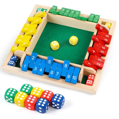 XIABYAYU Shut The Box Würfelspiel, Holz Brettspiel Zahlen, Brettspiele Kinder, Mathematik Spiel, Reisespiele, Klappbrett Spiel für 4 Spieler, Kinder und Erwachsene XIABYAYU Shut The Box Würfelspiel, Holz Brettspiel Zahlen, Brettspiele Kinder, Mathematik Spiel, Reisespiele, Klappbrett Spiel für 4 Spieler, Kinder und Erwachsene von XIABYAYU