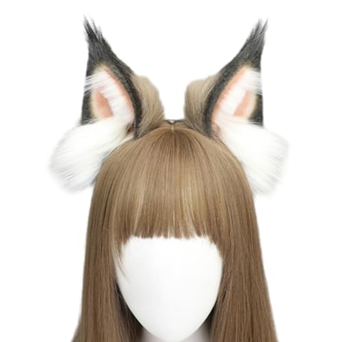 XIAHIOPT Realistisches Katzenohren-Haarband für Damen, Musikfestivals, Make-up, Stirnbänder für Karneval, Cosplay, Anime-Charaktere, Kopfschmuck von XIAHIOPT