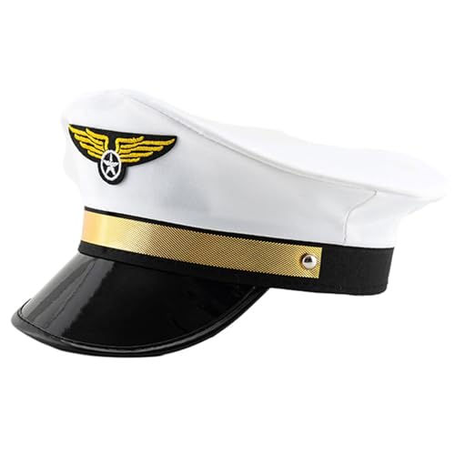 XIAHIOPT Unisex Hut für Rollenspiele Erwachsene Themenparty Kapitän Hut mit Abzeichen für Bühnenauftritte Kostüm Kopfbedeckung von XIAHIOPT