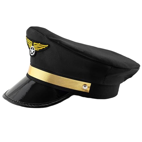 XIAHIOPT Unisex Hut für Rollenspiele Erwachsene Themenparty Kapitän Hut mit Abzeichen für Bühnenauftritte Kostüm Kopfbedeckung von XIAHIOPT