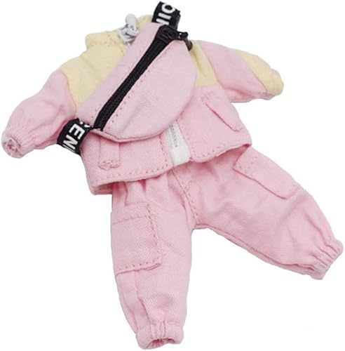 XIANMY Puppenkleidung Mantel Jacke Anzug Hose und Tasche Set Outfits für 1/12 Puppen 11cm Puppenkleidung Dress up Kostüm Zubehör Rosa von XIANMY