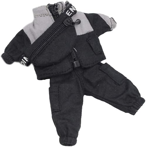 XIANMY Puppenkleidung Mantel Jacke Anzug Hose und Tasche Set Outfits für 1/12 Puppen 11cm Puppenkleidung Dress up Kostüm Zubehör Schwarz von XIANMY