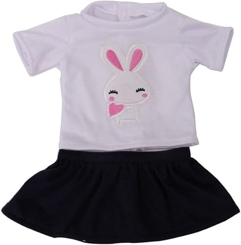 XIANMY Puppenkleidung T-Shirt Top Minirock Kleid Casual Set Outfits für 46 cm Mädchen Puppen Kleidung Dress Up Kostüm Zubehör von XIANMY