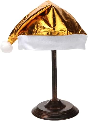 XIANMY Weihnachtsmütze, Weihnachtsmannmütze, Glitzerkappe, Hut für Weihnachten, Silvester, Party, Urlaub, Zubehör, Erwachsene, Uni, Gold von XIANMY