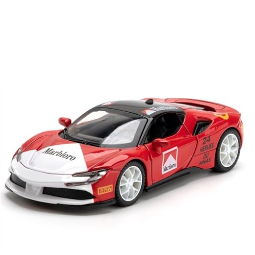 XIANZHOU Exquisites Automodell 1:32 Legierung Diecast Automodelle for Ferrari SF90 Simulation Sound Und Licht Pull Back Spielzeug(Red) von XIANZHOU