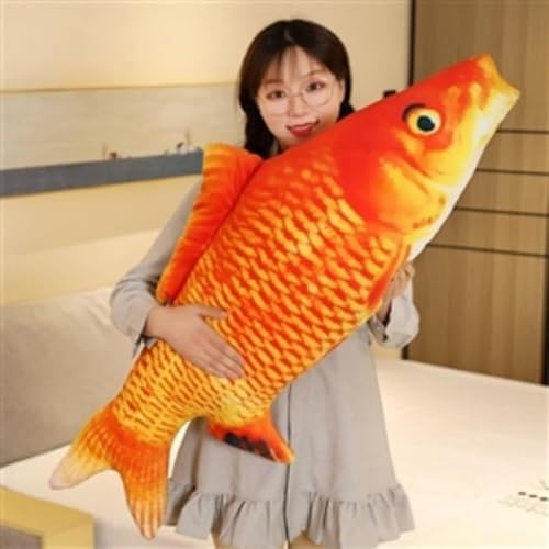 XIAOHONG 31 Zoll/78cm 3D Riesiges weiches Fischkissen Karpfen Plüsch Kissen Plüsch Wurfkissen Rot Karpfen Stofftier Fisch Plüsch Spielzeug für Heimdekoration Kinder Kissen Geschenk von XIAOHONG