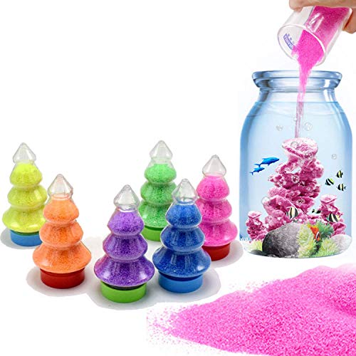 XIAOHONG 6 Stück bunter magischer Sand – Weltraumsand, hydrophober Sand, Sand, Spielzeug, Geschenke für Kinder, Stressabbau, Lernwerkzeug, Neuheiten, Partygeschenke von XIAOHONG