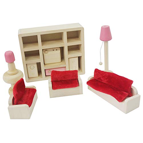 Entzückende hölzerne Puppenhausmöbel Kinderzimmer-Set Puppenhausmöbel Set Miniatur Möbel Zubehör Puppenhausmöbel Holz (Küche) (Wohnzimmer) von XIAONAN