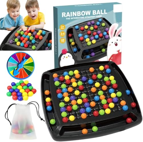 Intellektuelles Schachbrett - Duales Duell, Magnetisches Schachspiel, Regenbogenball Schachbrett Strategiespiele, Tisch-Strategiespiel, Tabletop Familienspiele Partyspiele für Kinder (48 Bälle) von XIAOPINPI