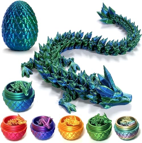 XIAOPINPI Drachenei Mit Drache, 3D-Gedruckter Drache Im Ei, 3D Gedrucktes Drachenei, Realistische Realistische Beweglicher Drachen Figuren Überraschung Easter Dracheneier Wohnkultur (Laser Grün) von XIAOPINPI