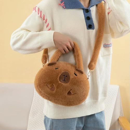 XIAOSHILIU Capybara Plush Backpack Kawaii Fashion Plushie Doll Fur Bag Children's Bag Shoulder Bag Mini Knapsack Bags Gifts for Girlfriend 20cm 1 von XIAOSHILIU