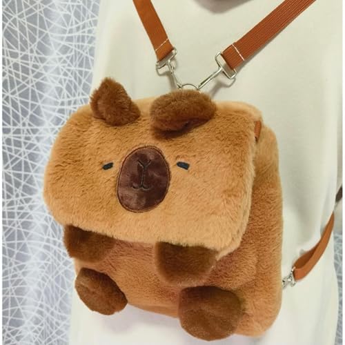 XIAOSHILIU Capybara Plush Backpack Kawaii Fashion Plushie Doll Fur Bag Children's Bag Shoulder Bag Mini Knapsack Bags Gifts for Girlfriend 20cm 2 von XIAOSHILIU