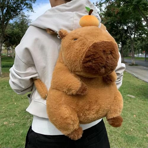 XIAOSHILIU Capybara Plush Backpack Kawaii Fashion Plushie Doll Fur Bag Children's Bag Shoulder Bag Mini Knapsack Bags Gifts for Girlfriend 20cm 5 von XIAOSHILIU