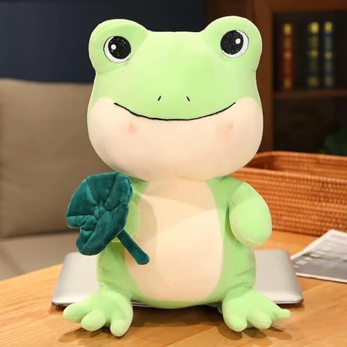 XIAOSHILIU Frosch mit Lotusblatt Plüschtiere Cartoon Tier Puppe Gefülltes weiches Kissen für Kinder Mädchen Geburtstagsgeschenke 25cm 1 von XIAOSHILIU