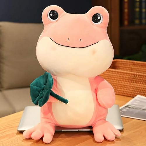 XIAOSHILIU Frosch mit Lotusblatt Plüschtiere Cartoon Tier Puppe Gefülltes weiches Kissen für Kinder Mädchen Geburtstagsgeschenke 25cm 2 von XIAOSHILIU