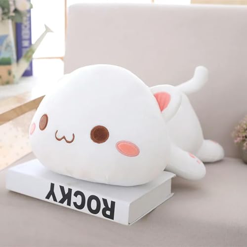 XIAOSHILIU Kawaii Liegende Katze Plüschtiere Gefüllte süße Katzenpuppe Schöne Tierkissen Weiche Cartoon Spielzeuge für Kinder Mädchen 35cm 1 von XIAOSHILIU