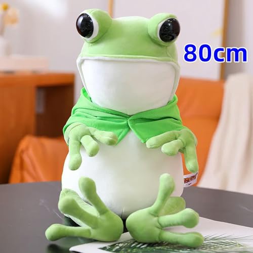 XIAOSHILIU Kawaii Umhang Frosch Plüschtier Weiches Kuscheltier Schöner Hut Große Augen Puppe Baby Umarmung Kissen Kinder Junge Geburtstagsgeschenke 45cm 1 von XIAOSHILIU