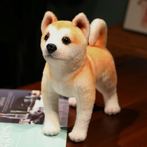 XIAOSHILIU Lebensechte Akita Hund Kuscheltier Plüschtier Niedliche Simulation Welpe Flauschige Baby Puppe Geburtstagsgeschenke für Kinder 30cm A von XIAOSHILIU