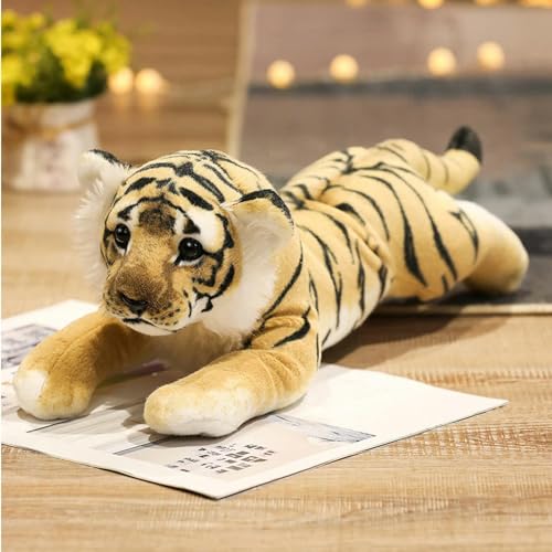 XIAOSHILIU Lebensechte weiche Kuscheltiere Liegende Tiger Plüschtiere Simulation Kleiner Löwe Leopard Puppe Süße Mädchen Geschenke Für Kinder 58cm 3 von XIAOSHILIU