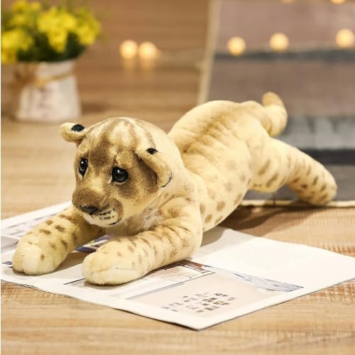 XIAOSHILIU Lebensechte weiche Kuscheltiere Liegender Tiger Plüschtiere Simulation Kleiner Löwe Leopard Puppe Niedliche Mädchen Geschenke für Kinder 58cm 1 von XIAOSHILIU