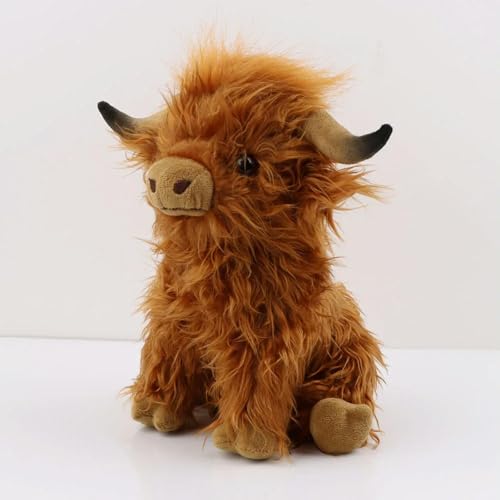 XIAOSHILIU Simulation Highland Kuh Tier Plüsch Puppe Soft Stuffed Cream Highland Cattle Plüschtier Plüschtier Geschenk für Kinder 29cm B von XIAOSHILIU