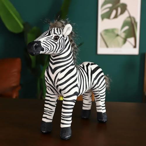 XIAOSHILIU Simulation Stehendes Zebra Plüschtier Realistisches Pferd Kuscheltiere Puppe Fotografie Requisiten Kinder Weihnachten Geburtstagsgeschenke 25cm 1 von XIAOSHILIU