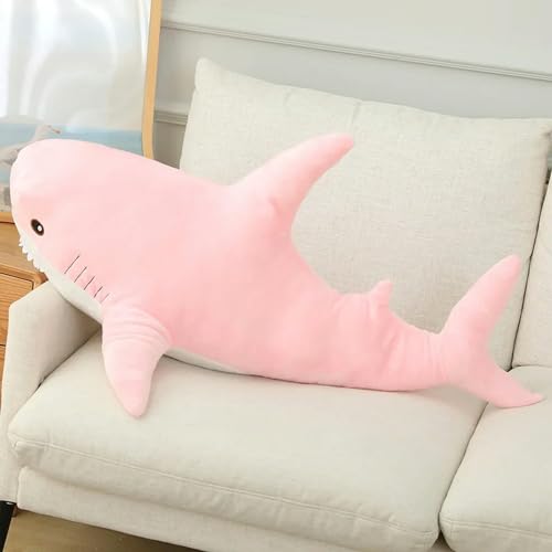 XIAOSHILIU Süße Hai Puppe Kawaii Extra großes Hai Tier Kuscheltier Super weiches Schlafkissen Kindergeburtstagsgeschenk 80cm 3 von XIAOSHILIU