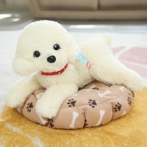 XIAOSHILIU Weich Realistisch Teddy Hund Plüsch Spielzeug Lustige Simulation Ausgestopfte Kleine Welpen Puppen Schönes Geburtstagsgeschenk für Baby Kinder Mädchen 28cm 11 von XIAOSHILIU
