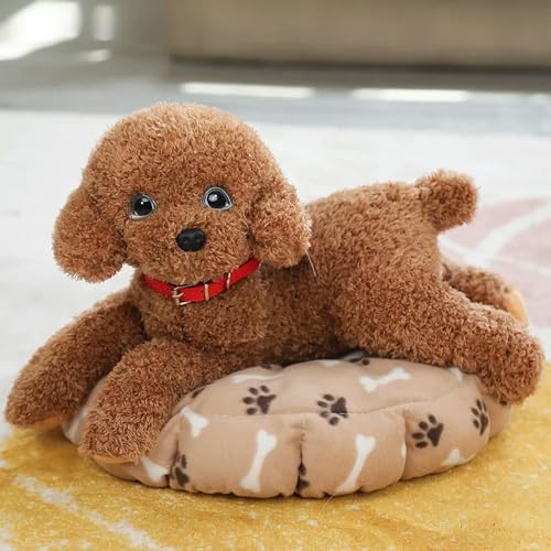 XIAOSHILIU Weiches realistisches Teddy-Hunde-Plüschtier Lustige Simulation Gefüllte kleine Welpenpuppen Schönes Geburtstagsgeschenk für Baby-Kinder-Mädchen 28cm 9 von XIAOSHILIU