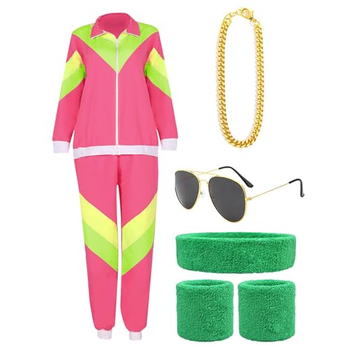 XIAOXIAOYU 90er-Jahre-Hip-Hop-Kostüme, Shell-Anzug, 80er-Jahre-Trainingsanzug für Herren, Retro-Sportbekleidung,Elastische Stretch-Outfits - 80er-Jahre-Trainingsanzug-Kostüm für Karneval, Karneval, von XIAOXIAOYU
