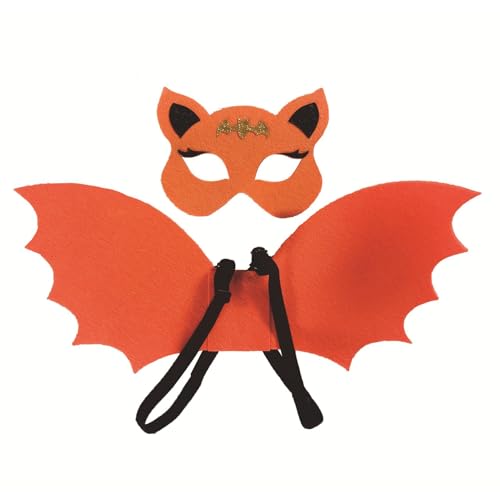 XIAOXIAOYU Halloween Fledermausflügel, Fledermauskostüm für Mädchen,Mit Gesichtsbedeckung Halloween Party Kinder Fledermausflügel Kostüm | Leichte Kinder-Fledermausflügel-Bekleidungszubehör für von XIAOXIAOYU