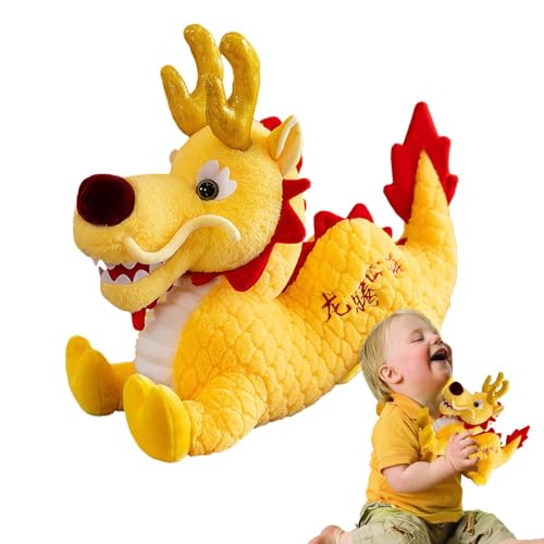 XIAOXIAOYU Jahr der Drachenpuppe | Maskottchen Springender Drache Plüschtier | Chinesischer Drache-Plüsch 2024, Sternzeichen-Plüschfiguren-Spielzeug, Chinesisches Neujahrs-Drachen-Kuscheltier, von XIAOXIAOYU