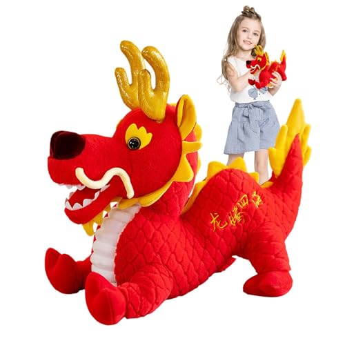 XIAOXIAOYU Neujahrsdrache Plüsch,Maskottchen Springender Drache Plüschtier - Chinesischer Drache Plüsch 2024, Chinesischer Drache Plüschpuppe, Drache Plüschpuppe Dekoration, Dekorationen Chinesische von XIAOXIAOYU