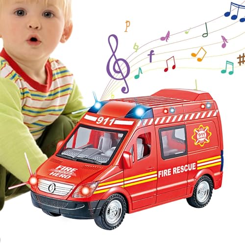 XIAOXIAOYU Rettungsfahrzeuge,Rettungsfahrzeuge für Kleinkinder,Feuerwehrauto, Rettungswagen mit Licht und Ton - Lernspielzeug, Lernspielzeug, Kleinkindauto, Geburtstagsgeschenke für Kinder im Alter von XIAOXIAOYU