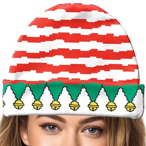 XIAOXIAOYU Weihnachtsmütze, Weihnachtsmütze - Urlaubsstrickmütze,Frauen Männer Weihnachten Beanie Hut Partys Hut Schädel Kappe Warme Stretch Winter Hut für Festival von XIAOXIAOYU