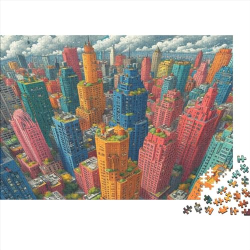 City Buildings 1000 Piece Adult Puzzle Mini Puzzle Great Challenging Puzzle Difficult Mini Puzzle 1000 Pieces Home Decoration Craft 1000pcs (75x50cm) von XIAOZUUWEI