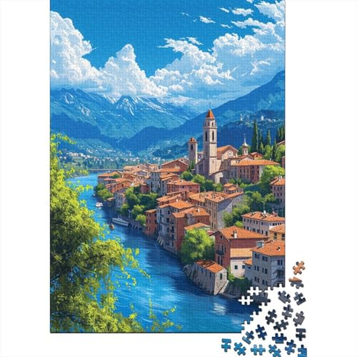 Riverside City Puzzle 1000 Pieces Adult Puzzles for Adults Classic Puzzles 1000 Pieces Adult Puzzles Heavy Educational Toy Adults Teenager 1000 Pieces 1000pcs (75x50cm) von XIAOZUUWEI